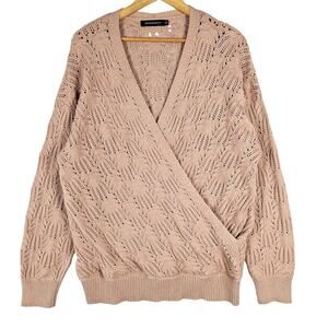 Womens Sweater XL Crochet Open Cable Knit Boho Cottagecore Wrap‎ Cozy Fisherman